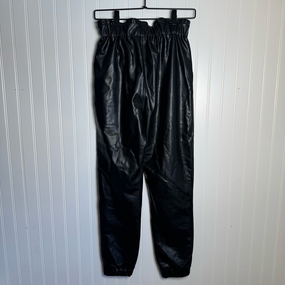 Abercrombie & Fitch Faux Leather Paper Bag Waist Black Joggers Womens Size Small - Picture 6 of 12
